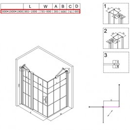 Czarna prostokątna kabina prysznicowa 100x80 drzwi uchylne BS02A