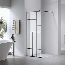 Czarna ścianka prysznicowa 80 cm SH05B szkło 8mm