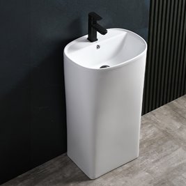 Umywalka wolnostojąca ceramiczna owalna biała 49x37x83 cm CLARO-WH-490