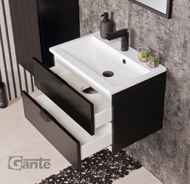 Szafka łazienkowa z umywalką wisząca szklane fronty czarny mat 60 cm Bravia Gante