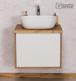 Szafka łazienkowa wisząca z umywalką dąb naturalny/biały mat 60 cm Venus Gante