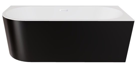 Wanna przyścienna czarno-biała narożna prawa syfon z przelewem biały 150 cm Zoya B&W Besco WAS-150ZBPB