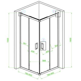 Czarna kabina prysznicowa kwadratowa 80x80 drzwi rozsuwane BL30A