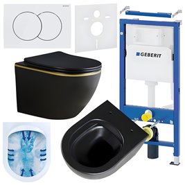 Zestaw podtynkowy stelaż GEBERIT DUOFIX + miska PEAK-MTB-GL-RIM-03 + przycisk DELTA 01 biały