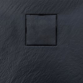 Czarny brodzik prysznicowy prostokątny o strukturze kamienia 90x70 cm Riko Hydrosan