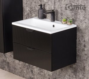 Szafka łazienkowa z umywalką wisząca szklane fronty czarny mat 60 cm Bravia Gante