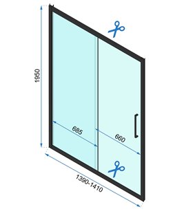 Drzwi prysznicowe z czarnym profilem 140 cm Rapid Slide Rea