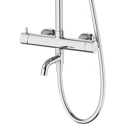 Kolumna prysznicowa w kolorze chrom wylewka wannowa z deszczownicą kwadratową CMN01MCHW Lugo Corsan