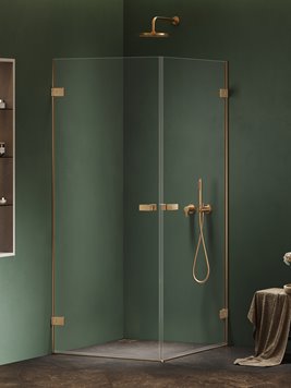 Kabina prysznicowa pełne drzwi 80x70 cm złoto szczotkowane , AXJ-0596 Oxia Gold New Trendy