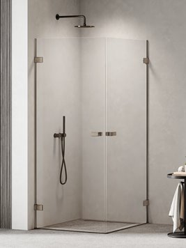 Kabina prysznicowa pełne drzwi 80x80 cm stal szczotkowana , AXJ-1028 Oxia Gunmetal New Trendy