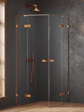Kabina prysznicowa prostokątna 80x90 cm miedź szczotkowana, zawiasy 180º AXJ-0825 Copper Brushed New Trendy