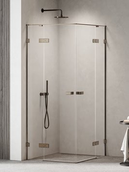 Kabina prysznicowa prostokątna 90x100 cm stal szczotkowana, zawiasy 180º AXJ-1046 Gunmetal Brushed New Trendy