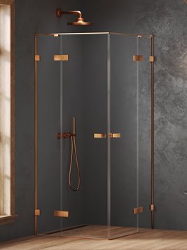 Kabina prysznicowa prostokątna 90x110 cm miedź szczotkowana, zawiasy 180º AXJ-0832 Copper Brushed New Trendy