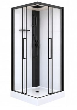Kabina prysznicowa zabudowana czterościenna z brodzikiem 90x90 cm Pearl Black Savana