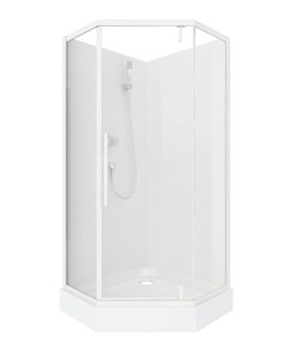 Kabina prysznicowa zabudowana z brodzikiem pięciokątna 90x90 cm Smart White Savana
