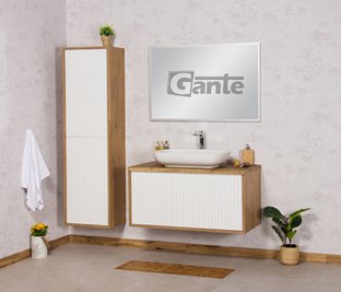 Szafka łazienkowa wisząca z umywalką dąb naturalny/biały mat 100 cm Venus Gante