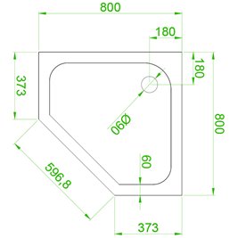 Biały brodzik prysznicowy pięciokątny 80x80 ST07A wysokość 5 cm