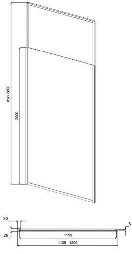 Ścianka prysznicowa wspornik sufitowy 120 cm Icon Besco