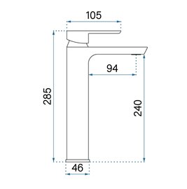Czarna bateria umywalkowa wysoka Argus Rea
