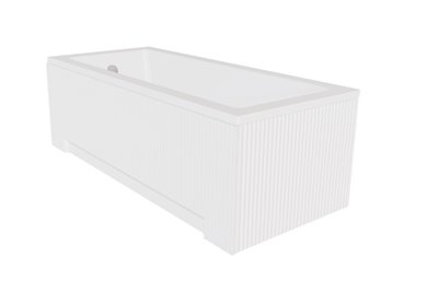 Biała ryflowana wanna prostokątna z obudową 140 cm Modern Besco