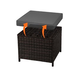 Zestaw mebli ogrodowych z technorattanu narożnik, stół, pufy Toledo brąz zdjęcie 21