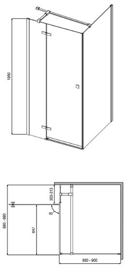 Czarna prostokątna kabina prysznicowa 100x90 lewa Pixa Black Besco