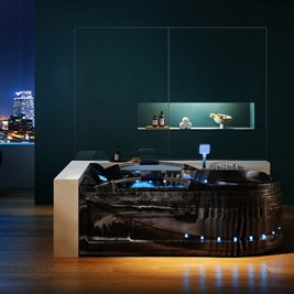 Czarna wanna z hydromasażem Venezia 761 Fala 180x120 lewa