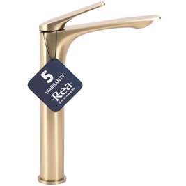 Złota szczotkowana bateria umywalkowa wysoka Avalon Rea