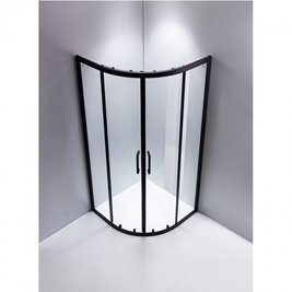 Czarna kabina prysznicowa półokrągła 90x90 drzwi rozsuwane BS01B