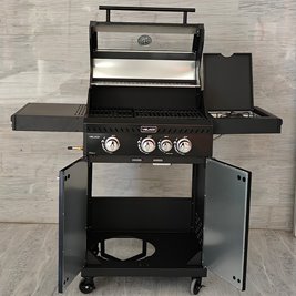 Grill gazowy ZEUS-B kolor czarny ruszt żeliwny moc 11,5 kW + pokrowiec + palnik boczny