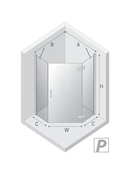 Kabina prysznicowa pięciokątna prawa drzwi uchylne kolor miedź szczotkowana 80x80 cm K-4680 New Trendy Nesta Copper Brushed