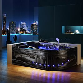 Czarna wanna z hydromasażem Venezia 761 Fala 180x120 lewa