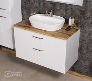 Szafka łazienkowa wisząca z umywalką nablatową 100 cm SETTO MODULO kolor biały połysk