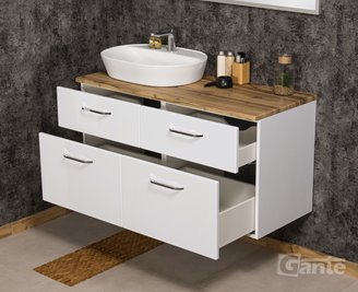 Szafka łazienkowa wisząca z umywalką nablatową 120 cm SETTO MODULO kolor biały połysk