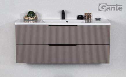 Szafka łazienkowa frezowana wisząca z umywalką 120 cm 46/2 Sydney kolor taupe