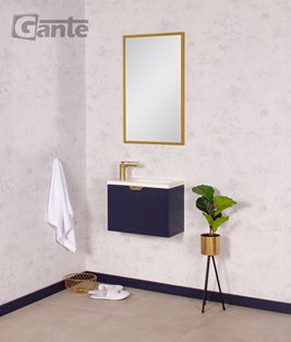 Szafka łazienkowa wisząca z umywalką granatowy mat 50 cm Fresco Gante