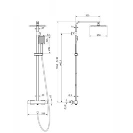 Kolumna natryskowa w kolorze czarnym termostat deszczownica kwadratowa CMN02TBL Ango Corsan