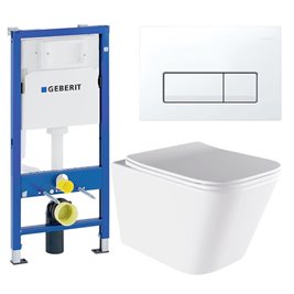 Zestaw podtynkowy stelaż GEBERIT DUOFIX + miska AQUA-WH-03 + przycisk DELTA 50 biały