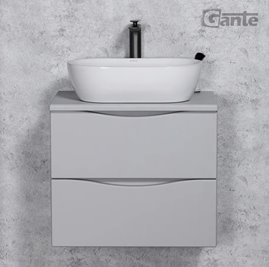 Szafka łazienkowa wisząca ONDA 60 cm szara z białą umywalką Gante