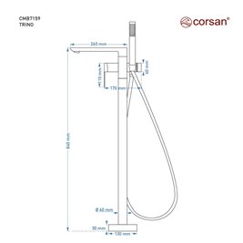 Czarna bateria wannowa wolnostojąca CMB7159BL Trino Corsan