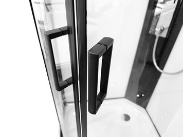 Kabina prysznicowa półokrągła zabudowana jasny środek 90x90