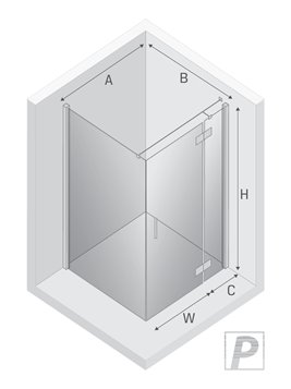 Kabina prysznicowa uchylna prawa kolor czarny mat 100x90 cm K-3740 New Trendy Nesta Black