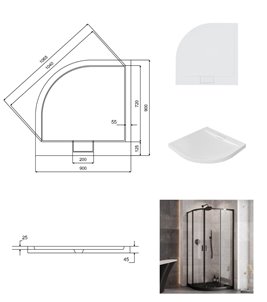 Zarya Besco czarna kabina prysznicowa 90x90 powłoka ProClean + biały brodzik 4,5 cm Axim