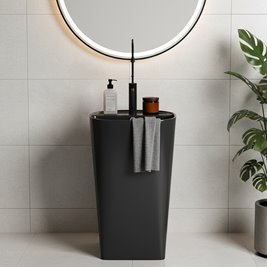 Umywalka wolnostojąca ceramiczna owalna czarny mat 49x37x83 cm CLARO-MTB-490