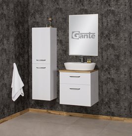 Szafka łazienkowa wisząca z umywalką nablatową 60 cm SETTO MODULO kolor biały połysk