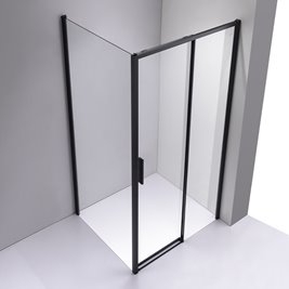Czarna prostokątna kabina prysznicowa Super Slim Nova 90x80 drzwi rozsuwane