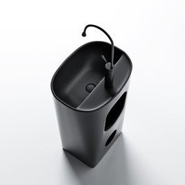 Umywalka wolnostojąca ceramiczna owalna czarny mat 49x37x83 cm CLARO-MTB-490