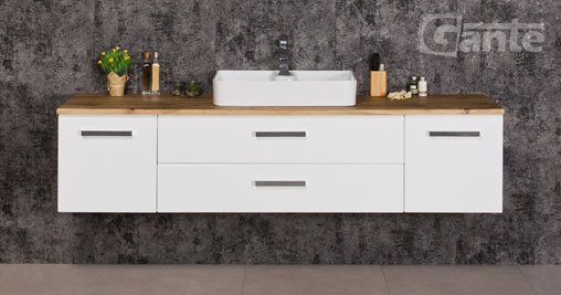 Szafka wisząca z umywalką 180 cm blat dąb naturalny 180/50/C2 seria Fokus B