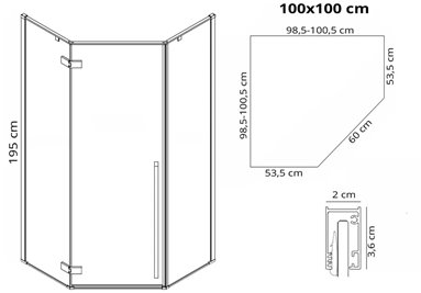 Złota szczotkowana kabina prysznicowa pięciokątna 100x100 Diamond Rea
