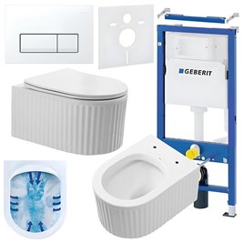 Zestaw podtynkowy stelaż GEBERIT DUOFIX + miska LUMA-WH-RIM-03 + przycisk DELTA 50 biały